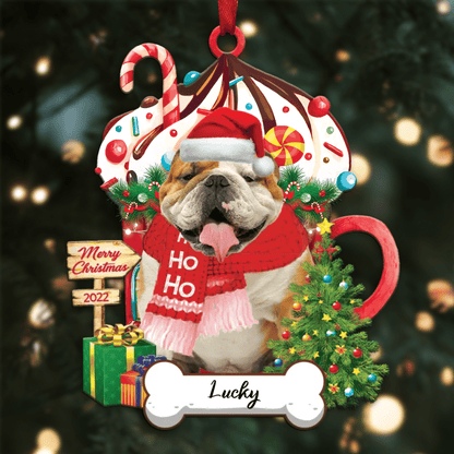 Personalized Ho Ho Ho English British Bulldog Dog Christmas Ornament for Dog Lovers OO3889
