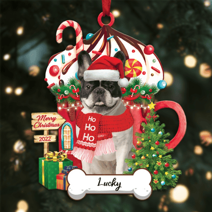 Personalized Ho Ho Ho French Bulldog Dog Christmas Ornament for Dog Lovers OO3888