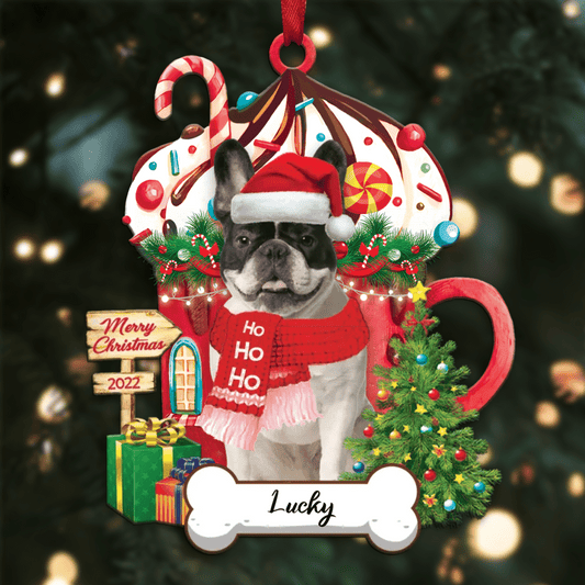 Personalized Ho Ho Ho French Bulldog Dog Christmas Ornament for Dog Lovers OO3888