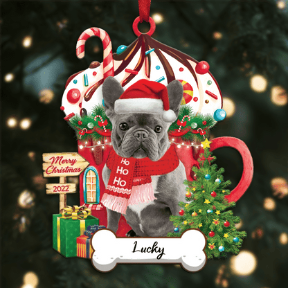 Personalized Ho Ho Ho French Bulldog Dog Christmas Ornament for Dog Lovers OO3888