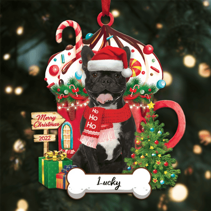 Personalized Ho Ho Ho French Bulldog Dog Christmas Ornament for Dog Lovers OO3888