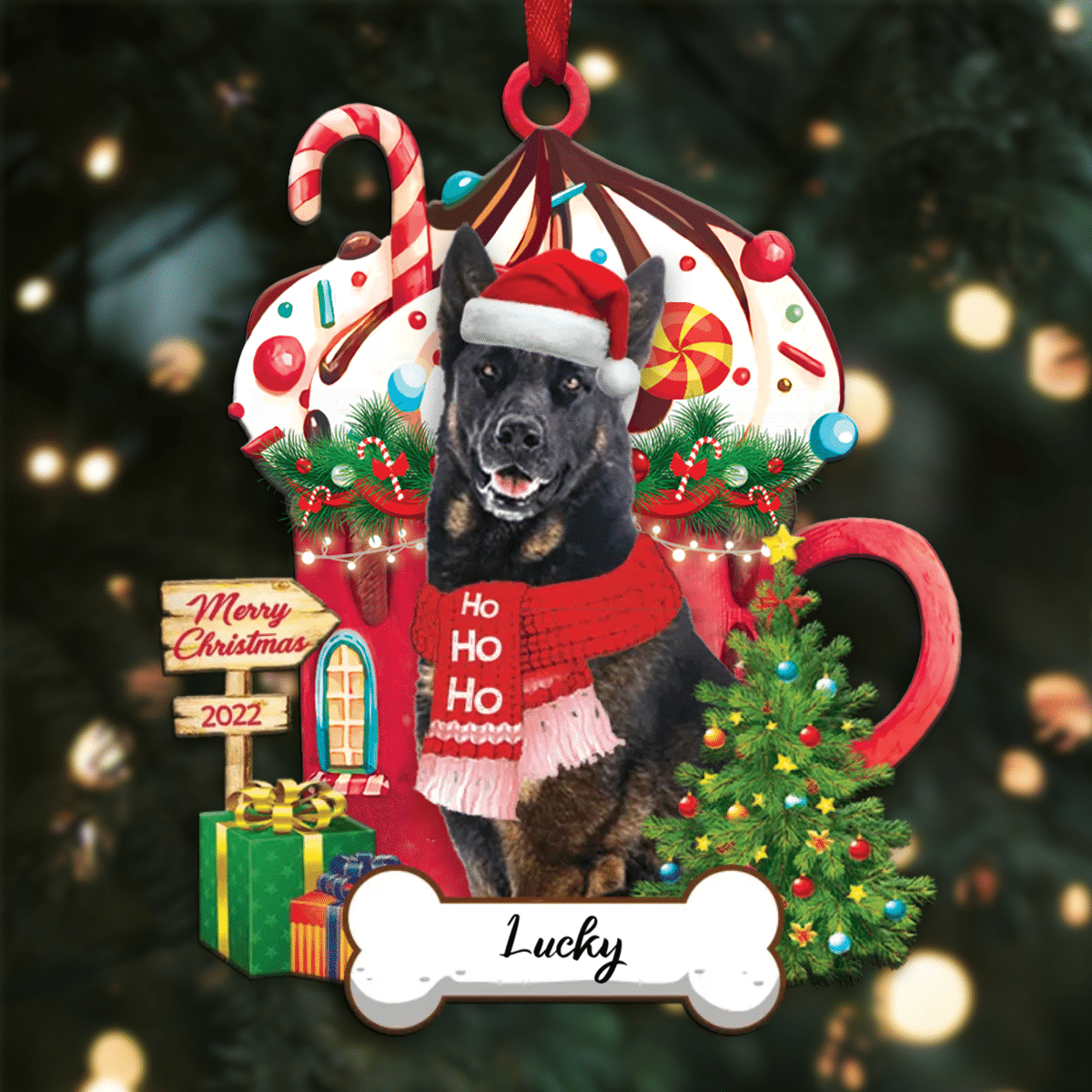 Personalized Ho Ho Ho German Shepherd Dog Christmas Ornament for Dog Lovers OO3887