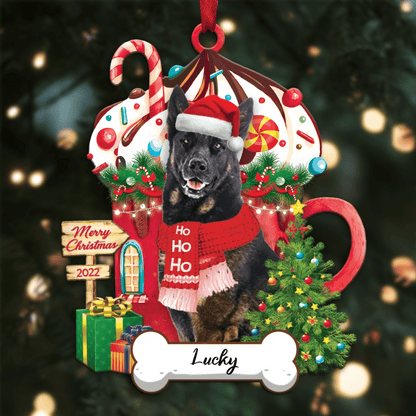 Personalized Ho Ho Ho German Shepherd Dog Christmas Ornament for Dog Lovers OO3887