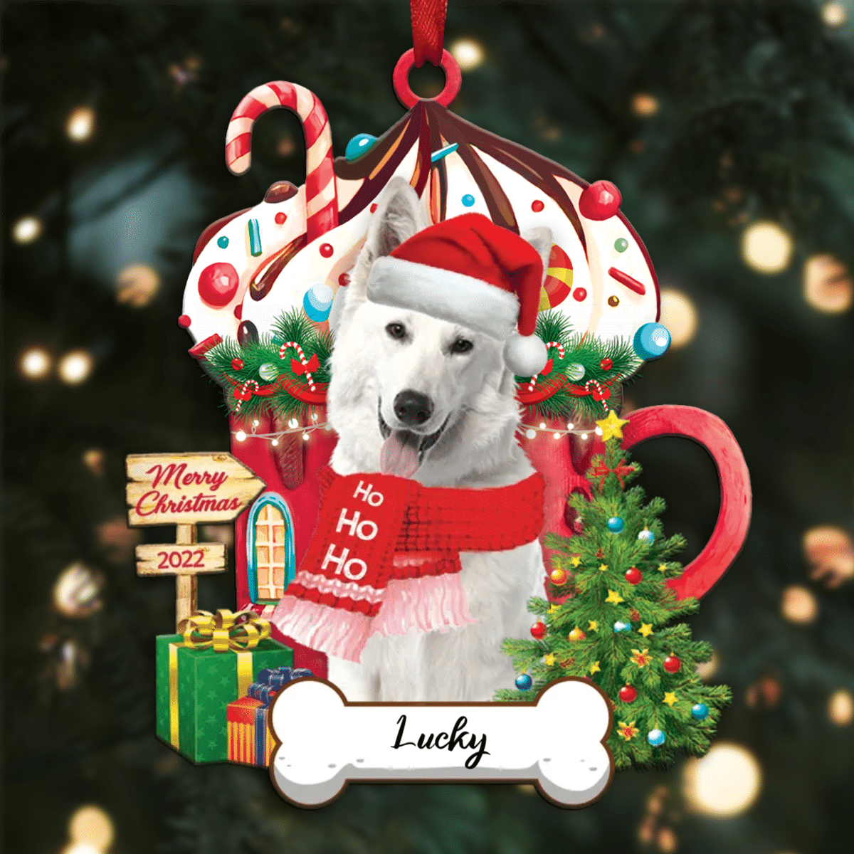 Personalized Ho Ho Ho German Shepherd Dog Christmas Ornament for Dog Lovers OO3887