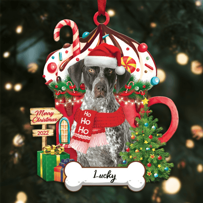 Personalized Ho Ho Ho German Shorthaired Pointer Dog Christmas Ornament for Dog Lovers OO3886