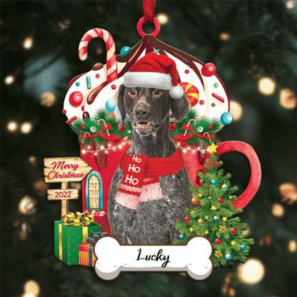Personalized Ho Ho Ho German Shorthaired Pointer Dog Christmas Ornament for Dog Lovers OO3886