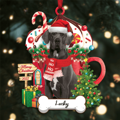 Personalized Ho Ho Ho Great Dane Dog Christmas Ornament for Dog Lovers OO3884