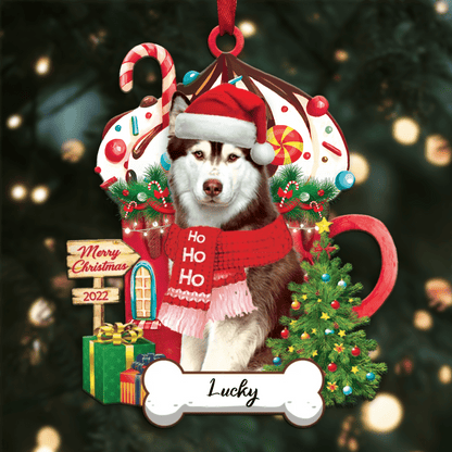 Personalized Ho Ho Ho Husky Dog Christmas Ornament for Dog Lovers OO3882