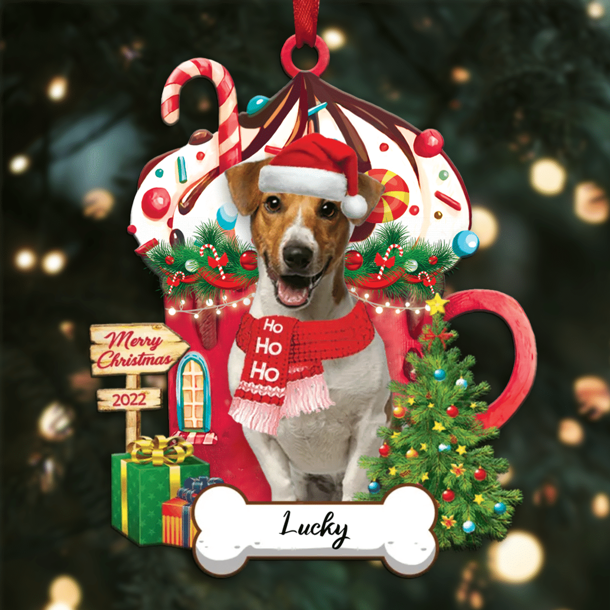 Personalized Ho Ho Ho Jack Russell Terrier Dog Christmas Ornament for Dog Lovers OO3881