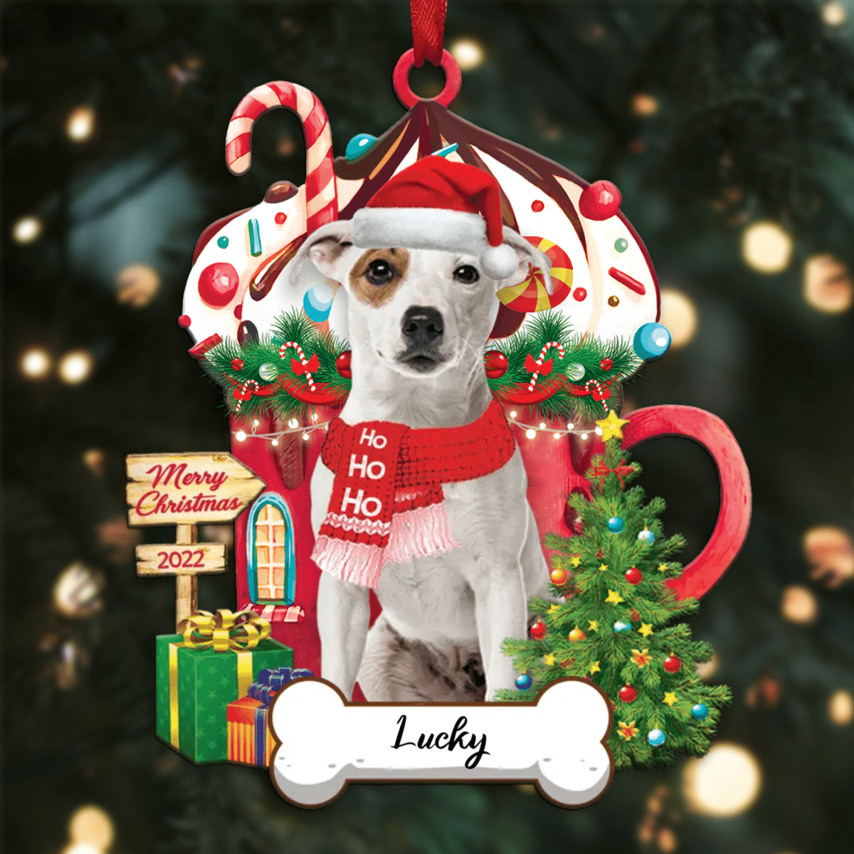 Personalized Ho Ho Ho Jack Russell Terrier Dog Christmas Ornament for Dog Lovers OO3881