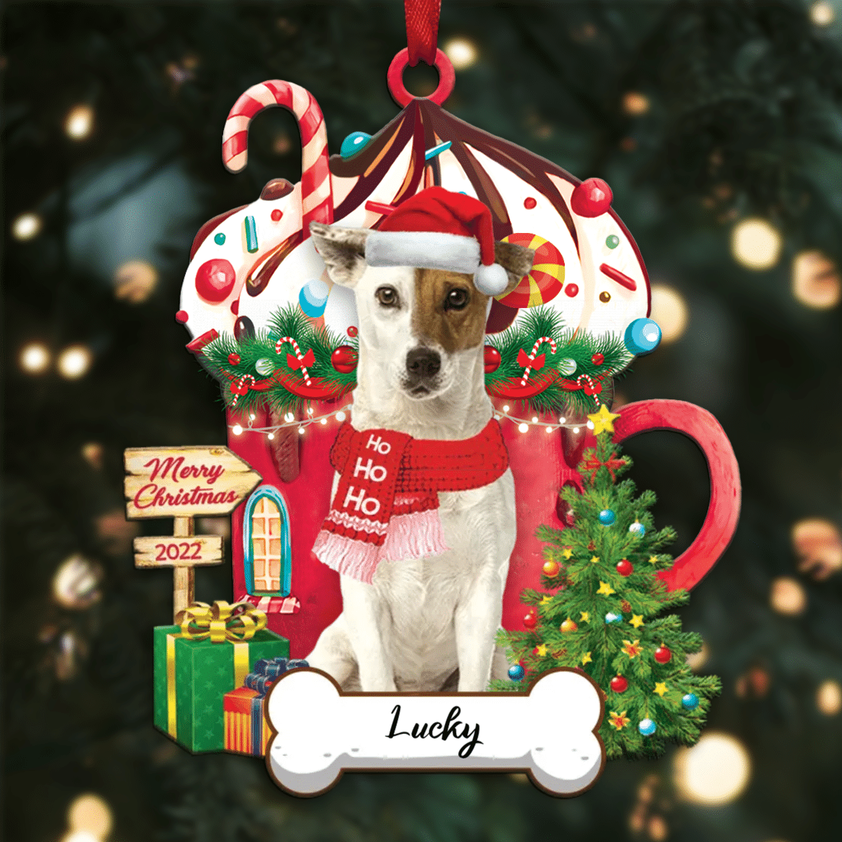 Personalized Ho Ho Ho Jack Russell Terrier Dog Christmas Ornament for Dog Lovers OO3881