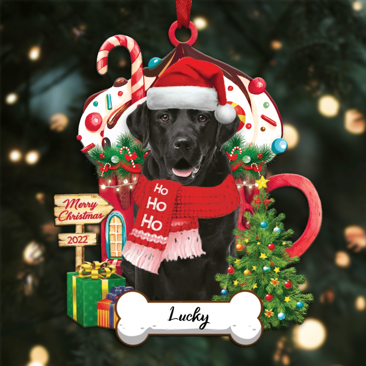 Personalized Ho Ho Ho Labrador Retriever Dog Christmas Ornament for Dog Lovers OO3880
