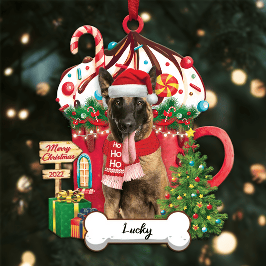 Personalized Ho Ho Ho Malinois Dog Christmas Ornament for Dog Lovers OO3878