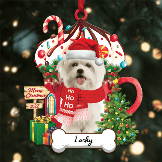 Personalized Ho Ho Ho Maltese Dog Christmas Ornament for Dog Lovers OO3877