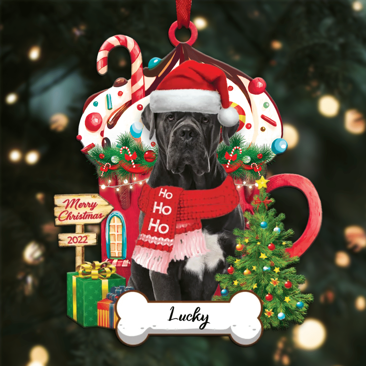 Personalized Ho Ho Ho Mastiff Dog Christmas Ornament for Dog Lovers OO3876