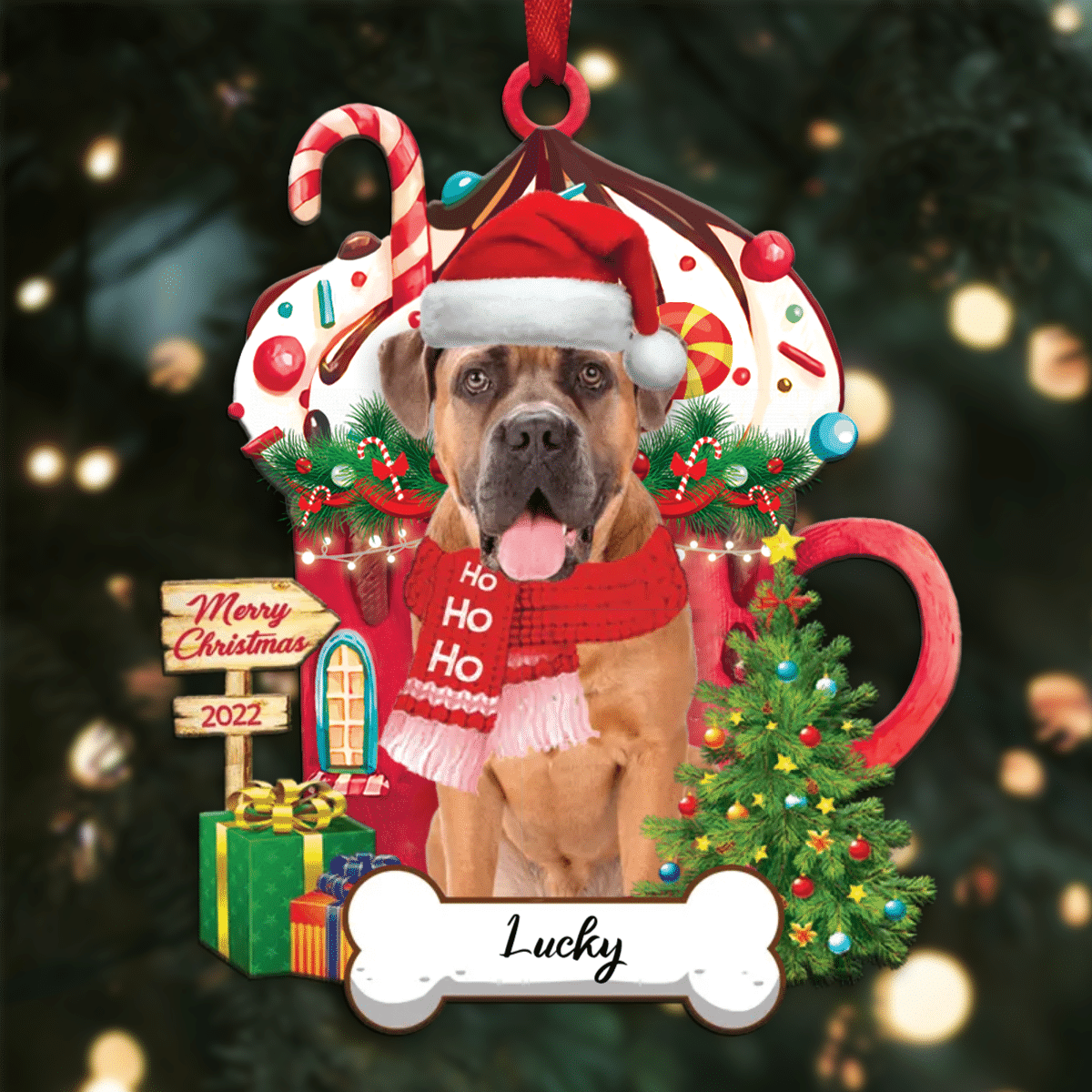 Personalized Ho Ho Ho Mastiff Dog Christmas Ornament for Dog Lovers OO3876