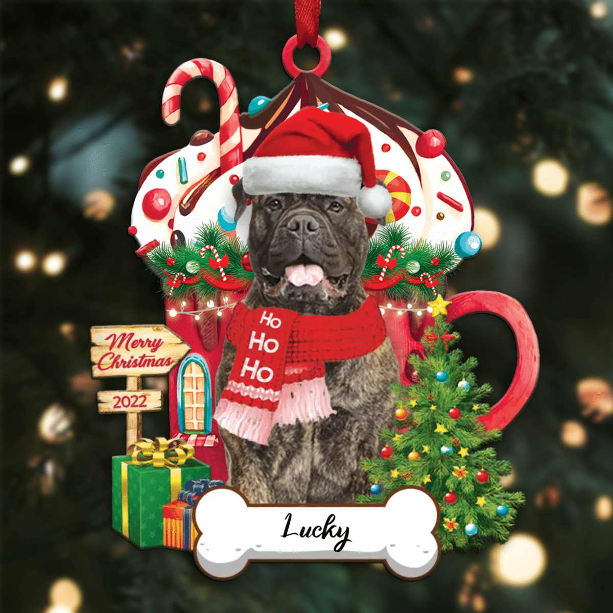 Personalized Ho Ho Ho Mastiff Dog Christmas Ornament for Dog Lovers OO3876