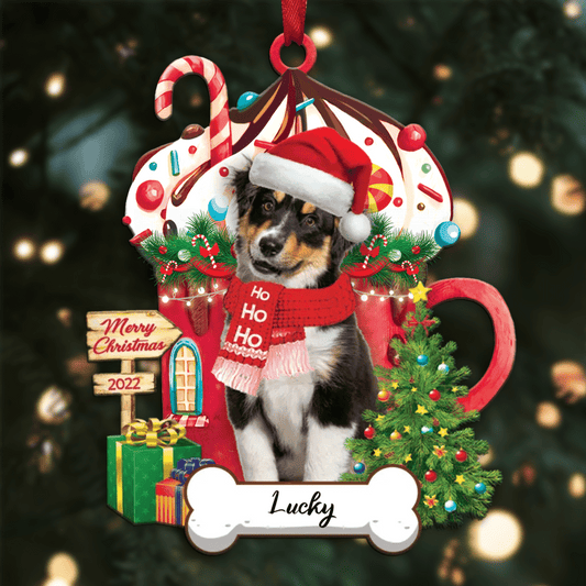 Personalized Ho Ho Ho Miniature American Shepherd ( Dog Christmas Ornament for Dog Lovers OO3875