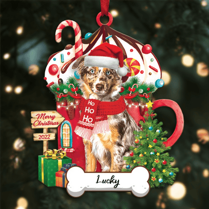 Personalized Ho Ho Ho Miniature American Shepherd ( Dog Christmas Ornament for Dog Lovers OO3875