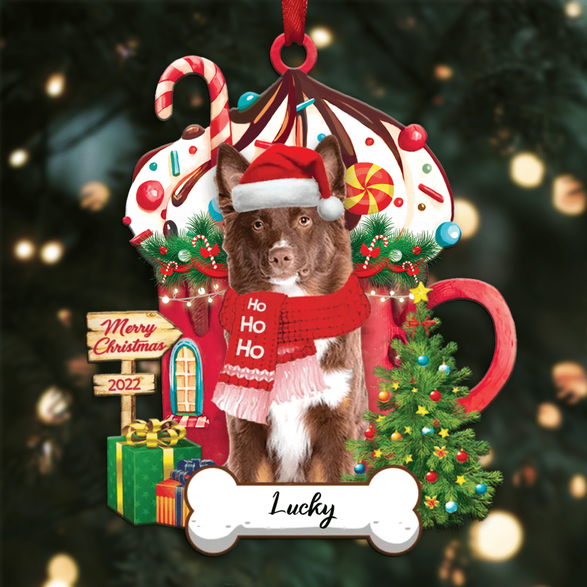 Personalized Ho Ho Ho Miniature American Shepherd ( Dog Christmas Ornament for Dog Lovers OO3875