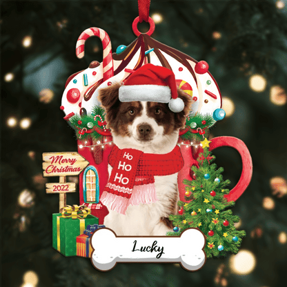 Personalized Ho Ho Ho Miniature American Shepherd ( Dog Christmas Ornament for Dog Lovers OO3875