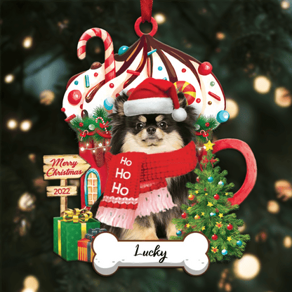 Personalized Ho Ho Ho Black Pomeranian Spitz Dog Christmas Ornament for Dog Lovers OO3873