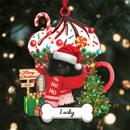 Personalized Ho Ho Ho Yellow Pomeranian Spitz Dog Christmas Ornament for Dog Lovers OO3872