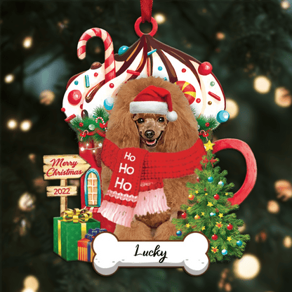 Personalized Ho Ho Ho White Poodle Standard Dog Christmas Ornament for Dog Lovers OO3868