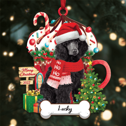 Personalized Ho Ho Ho White Poodle Standard Dog Christmas Ornament for Dog Lovers OO3868