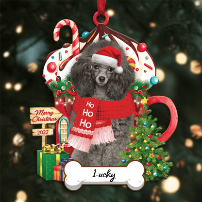 Personalized Ho Ho Ho Yellow Poodle Standard Dog Christmas Ornament for Dog Lovers OO3867