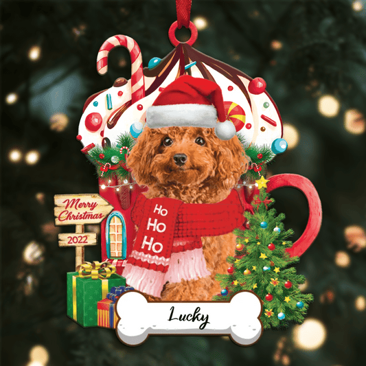 Personalized Ho Ho Ho Poodle Toy Dog Christmas Ornament for Dog Lovers OO3866