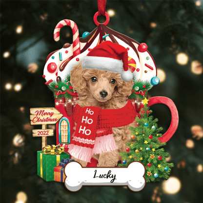 Personalized Ho Ho Ho Poodle Toy Dog Christmas Ornament for Dog Lovers OO3866