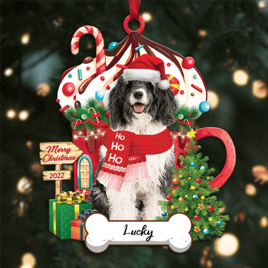 Personalized Ho Ho Ho Portuguese Water Dog Dog Christmas Ornament for Dog Lovers OO3865
