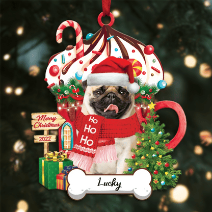 Personalized Ho Ho Ho Pug Dog Christmas Ornament for Dog Lovers OO3864