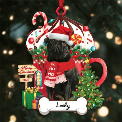 Personalized Ho Ho Ho Pug Dog Christmas Ornament for Dog Lovers OO3864
