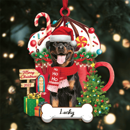 Personalized Ho Ho Ho Rottweiler Dog Christmas Ornament for Dog Lovers OO3863