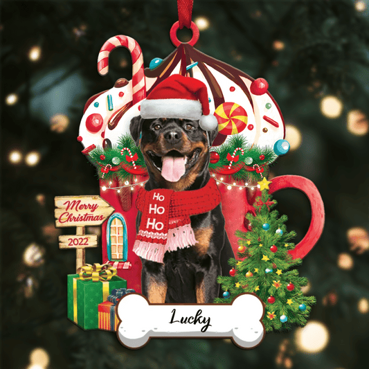 Personalized Ho Ho Ho Rottweiler Dog Christmas Ornament for Dog Lovers OO3863