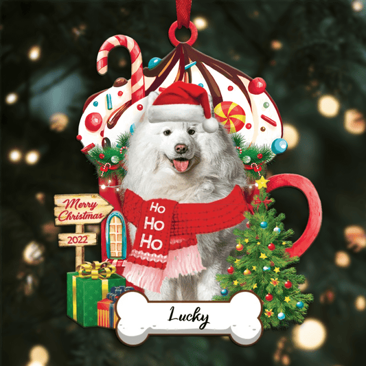 Personalized Ho Ho Ho Samoyed Dog Christmas Ornament for Dog Lovers OO3861