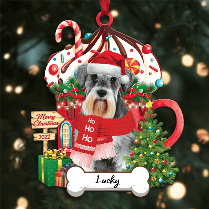 Personalized Ho Ho Ho Schnauzer Dog Christmas Ornament for Dog Lovers OO3860