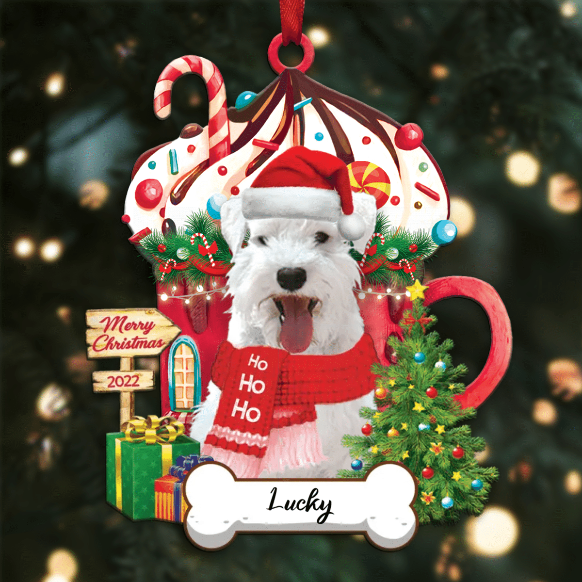 Personalized Ho Ho Ho Schnauzer Dog Christmas Ornament for Dog Lovers OO3860