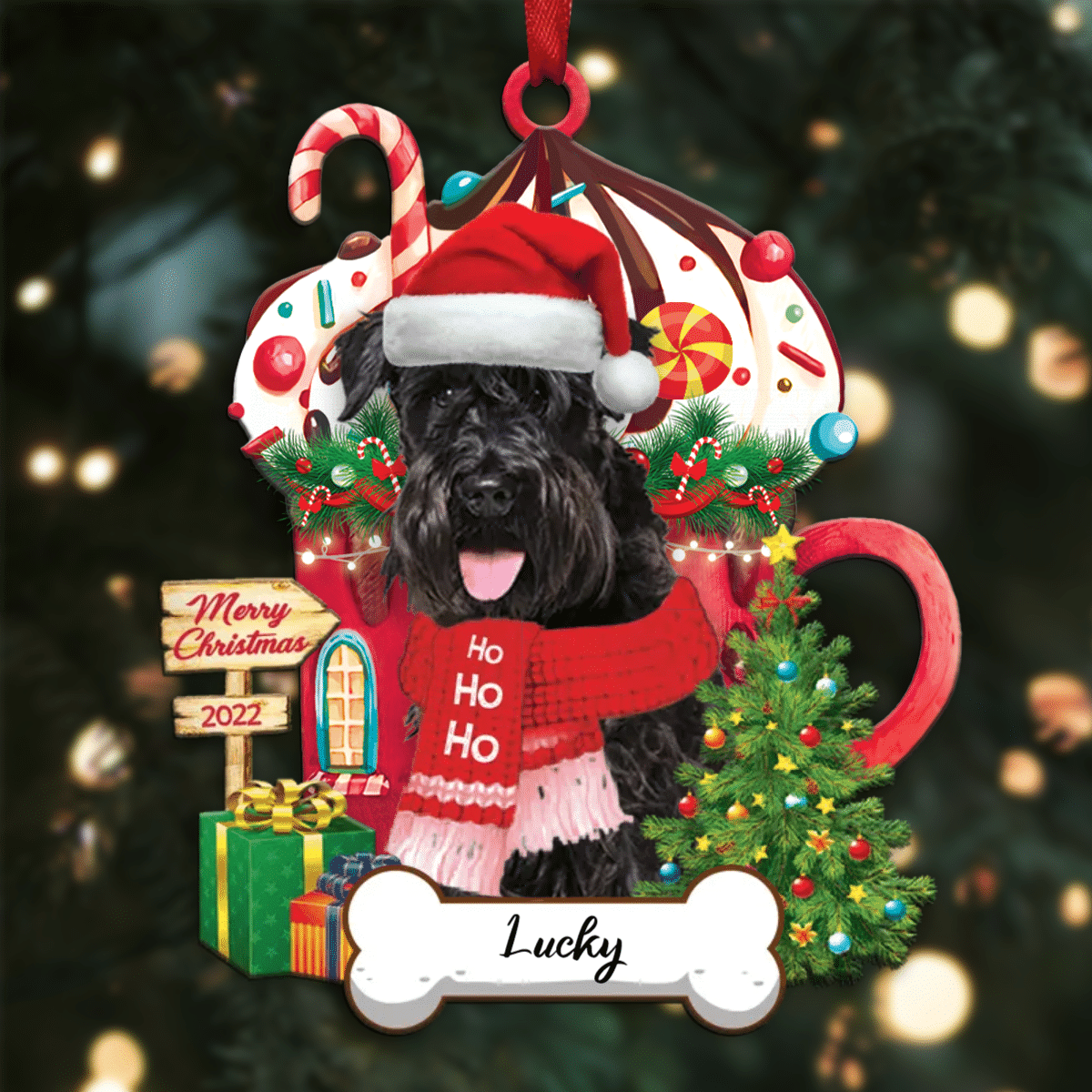 Personalized Ho Ho Ho Schnauzer Dog Christmas Ornament for Dog Lovers OO3860