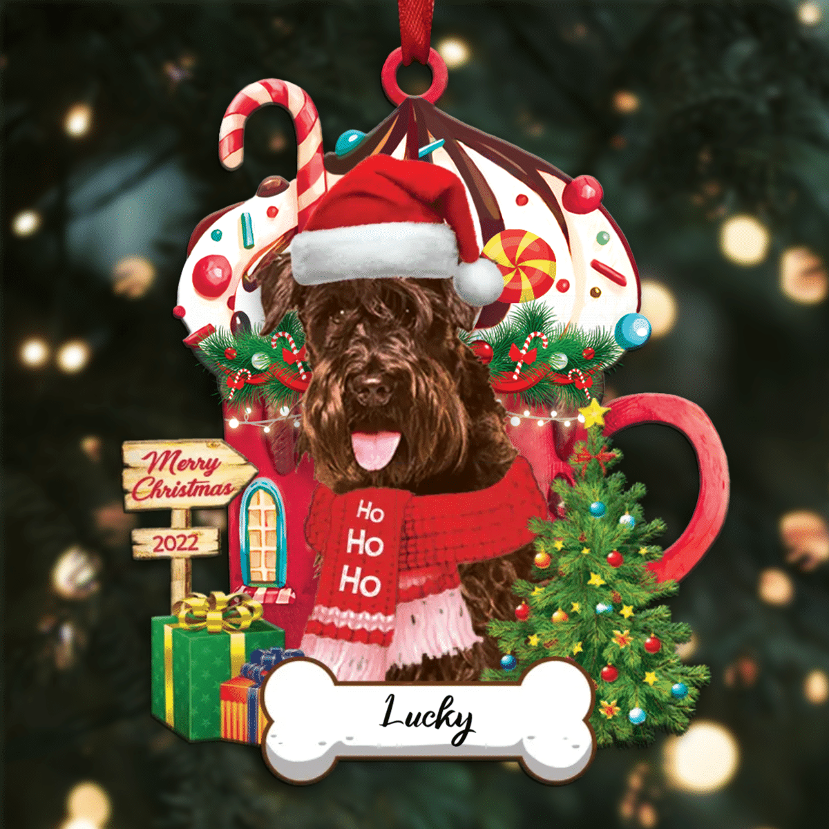 Personalized Ho Ho Ho Schnauzer Dog Christmas Ornament for Dog Lovers OO3860