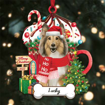 Personalized Ho Ho Ho Shetland Sheepdog Dog Christmas Ornament for Dog Lovers OO3859