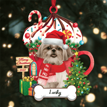 Personalized Ho Ho Ho Shi Tzu Dog Christmas Ornament for Dog Lovers OO3858