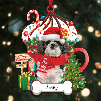 Personalized Ho Ho Ho Shi Tzu Dog Christmas Ornament for Dog Lovers OO3858