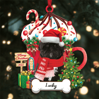 Personalized Ho Ho Ho Shi Tzu Dog Christmas Ornament for Dog Lovers OO3858