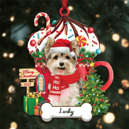Personalized Ho Ho Ho Yorkshire Terrier Dog Christmas Ornament for Dog Lovers OO3857
