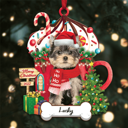 Personalized Ho Ho Ho Yorkshire Terrier Dog Christmas Ornament for Dog Lovers OO3857