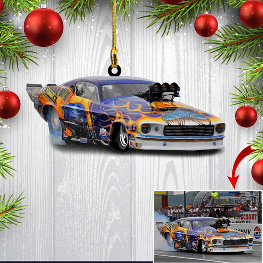 Custom Photo Drag Racing Hot Rod Christmas Ornament for Tree Decor for Men OO3854