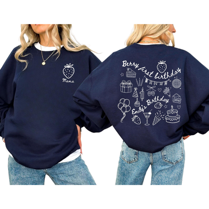 Custom Berry First Birthday Matching Family Sweatshirt, Custom Strawberry 1st Birthday Family Sweatshirts ET1544